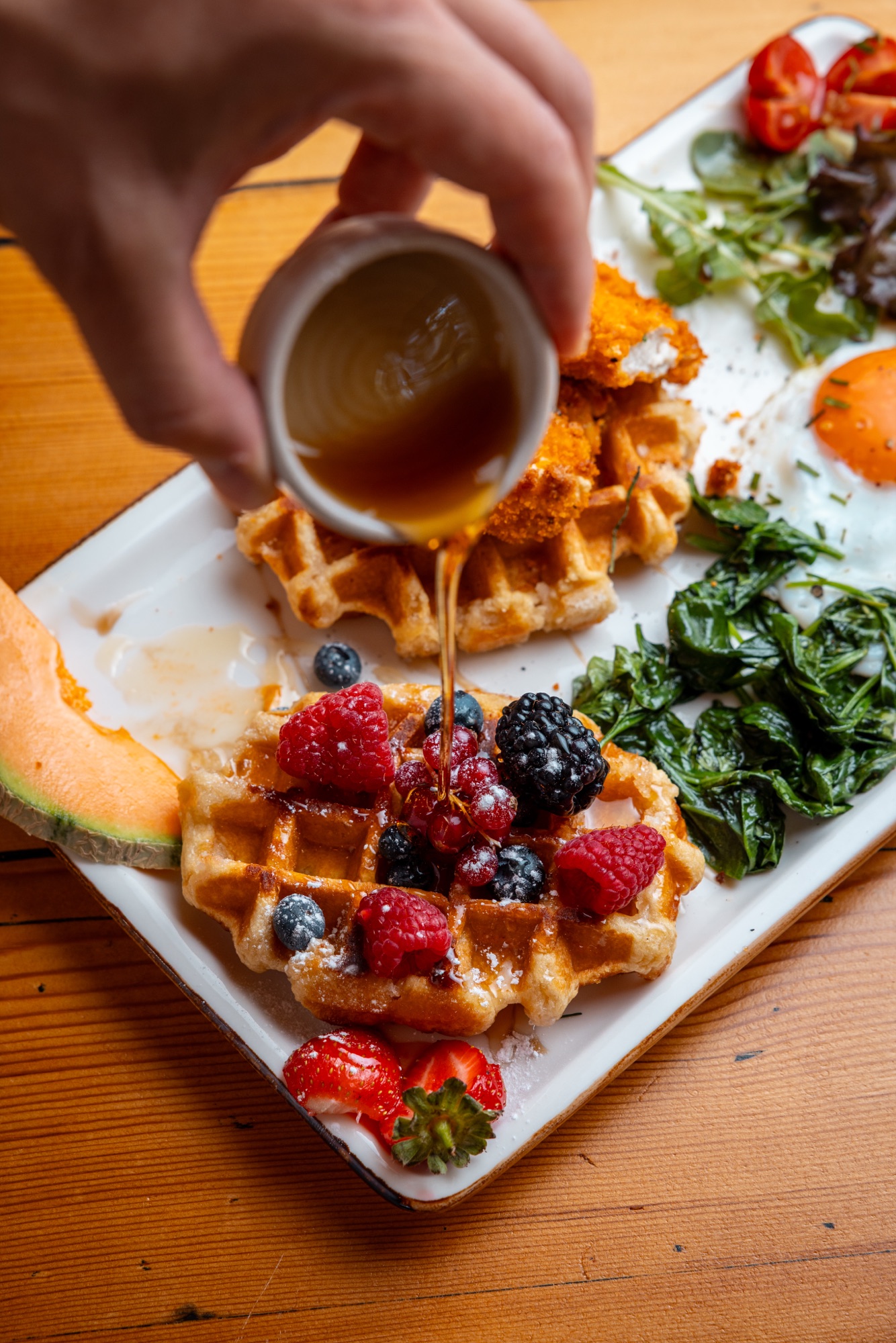 Waffles & maple syrup
