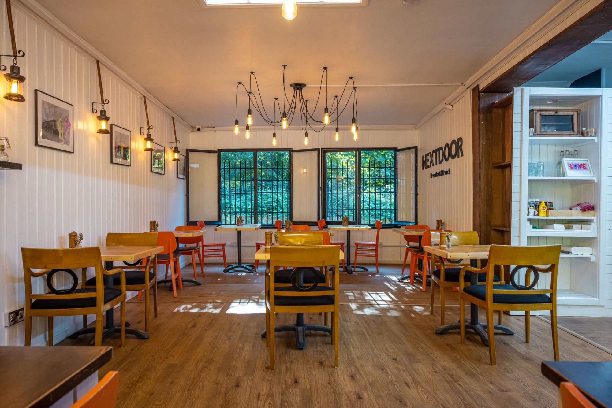 The dining room, looking toward the back windows
